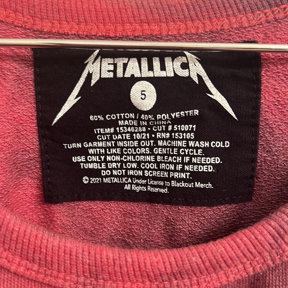 Torrid Metallica sweatshirt size 5 - Picture 2 of 2